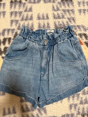 Isabel Marant Light Blue Denim Paperbag High-Waist Shorts